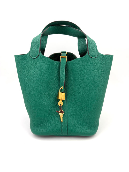 HERMÈS Picotin 22 Lock grün GHW