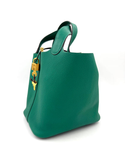 HERMÈS Picotin 22 Lock grün GHW