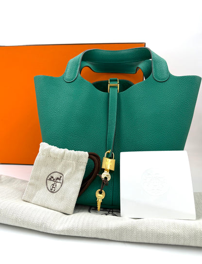 HERMÈS Picotin 22 Lock grün GHW