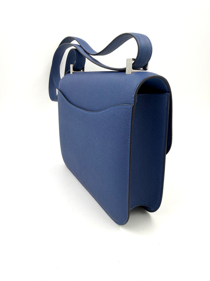 HERMÈS Constance 24 Epsom Blue Tie/Blue Tie Enamel Lacquer Hardware