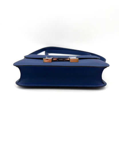 HERMÈS Constance 24 Epsom Blue Tie/Blue Tie Enamel Lacquer Hardware