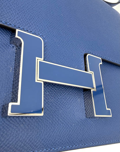 HERMÈS Constance 24 Epsom Blue Tie/Blue Tie Enamel Lacquer Hardware