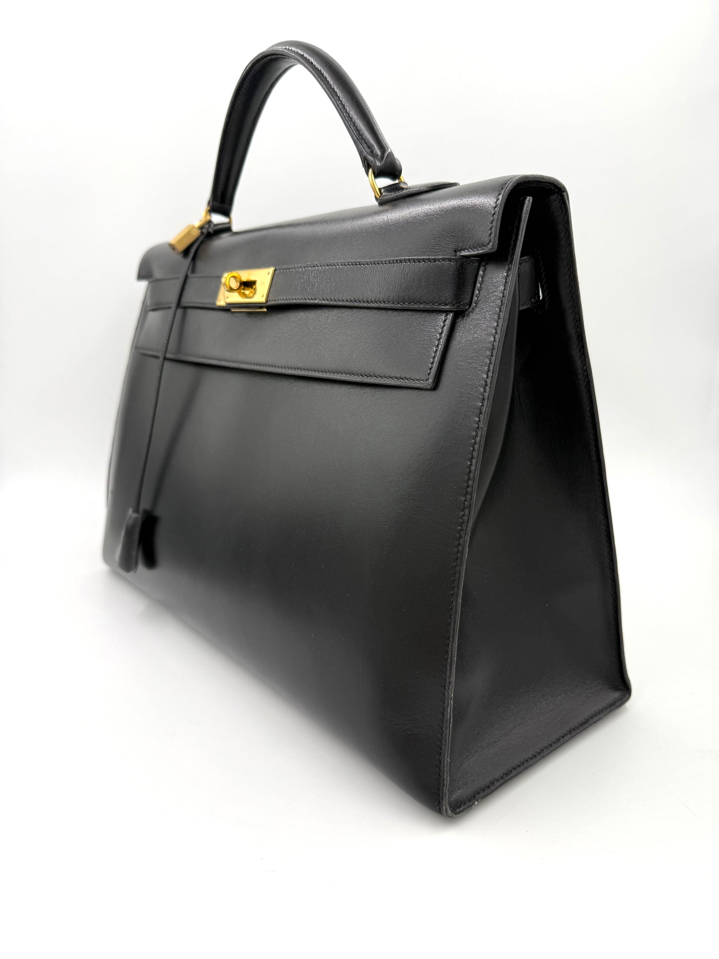 HERMÈS Kelly 40 Boxleder schwarz GHW