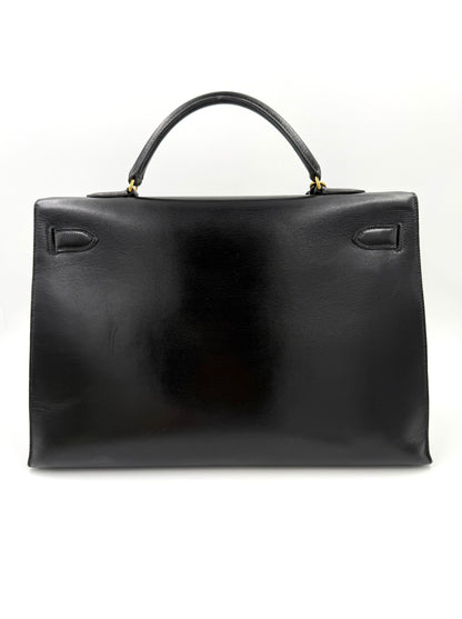 HERMÈS Kelly 40 Boxleder schwarz GHW