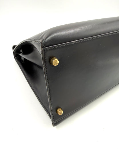 HERMÈS Kelly 40 Boxleder schwarz GHW
