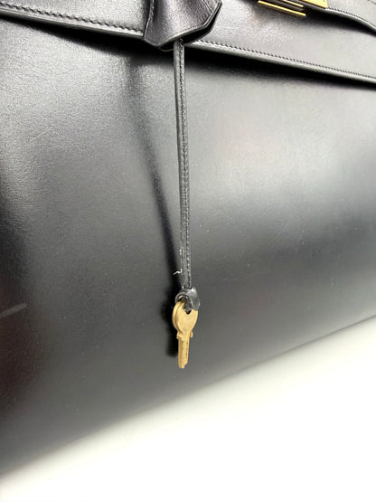 HERMÈS Kelly 40 Boxleder schwarz GHW