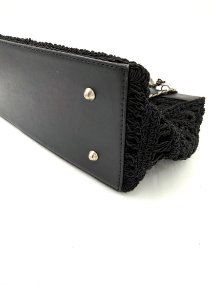 CHANEL Vintage CC Shoulder Crochet Woven schwarz