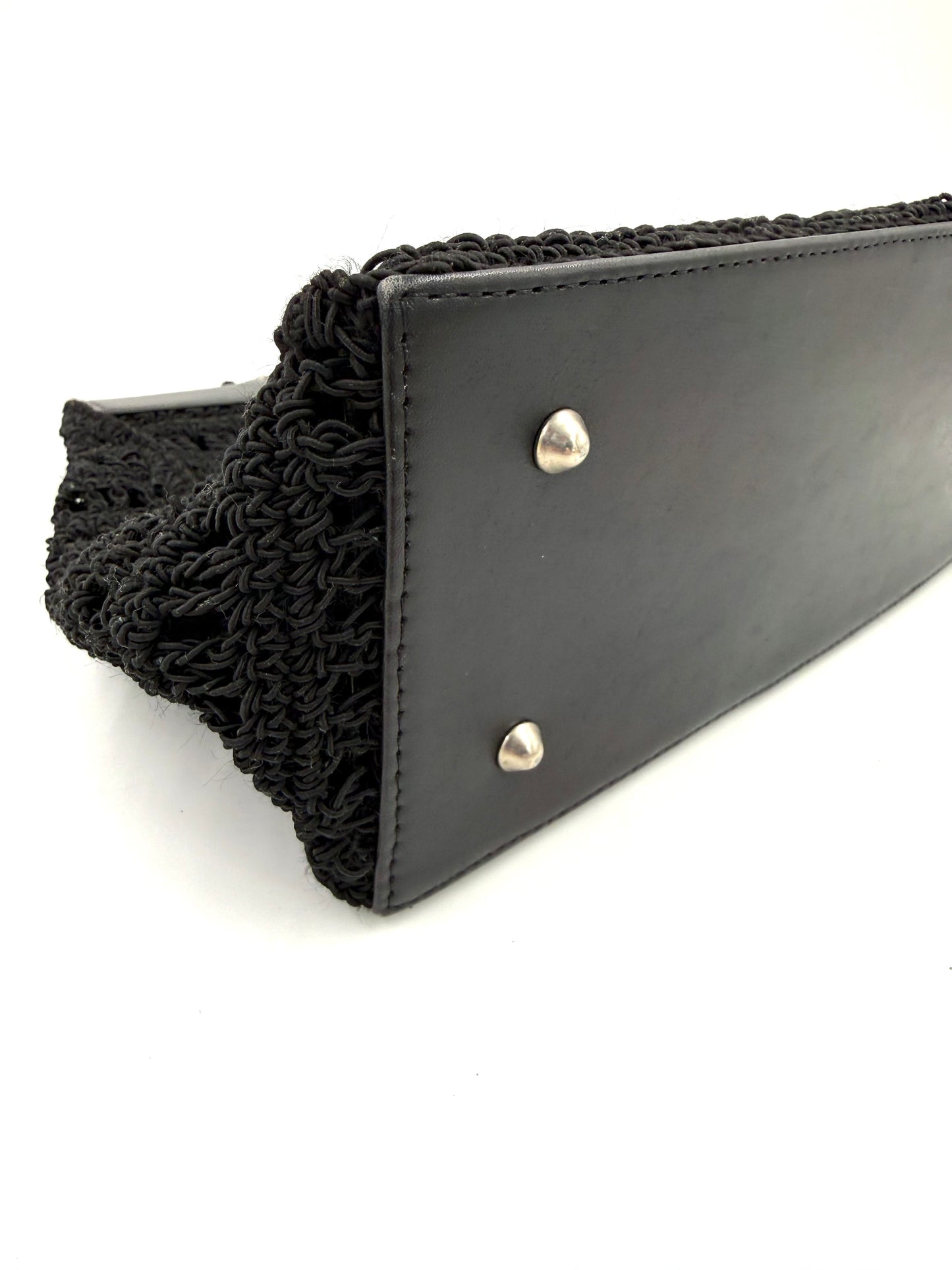 CHANEL Vintage CC Shoulder Crochet Woven schwarz