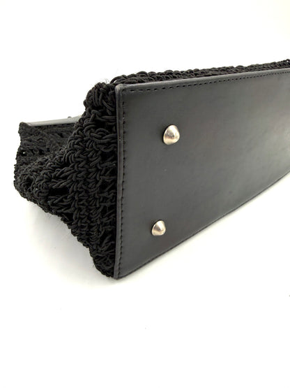 CHANEL Vintage CC Shoulder Crochet Woven schwarz