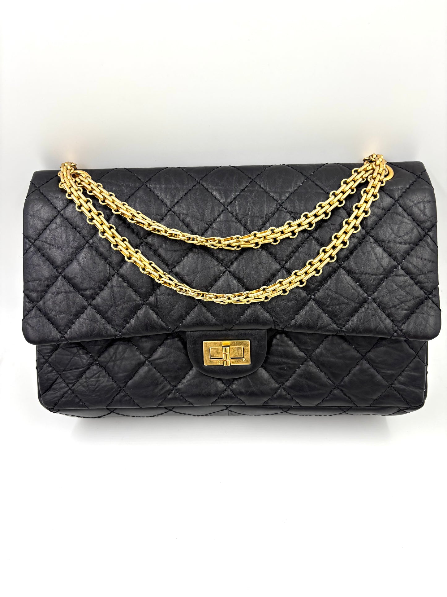 CHANEL 2.55 Double Flap small schwarz GHW