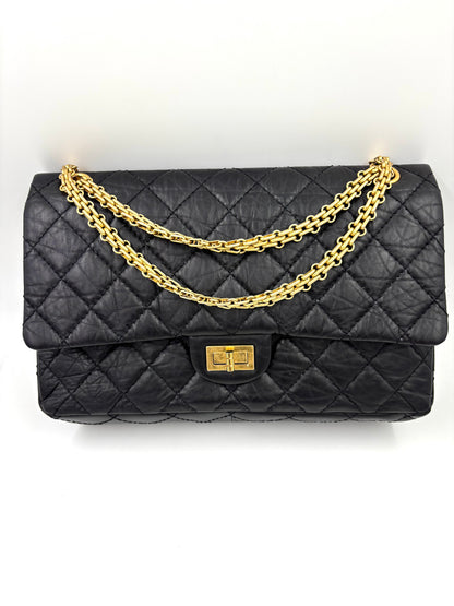 CHANEL 2.55 Double Flap small schwarz GHW