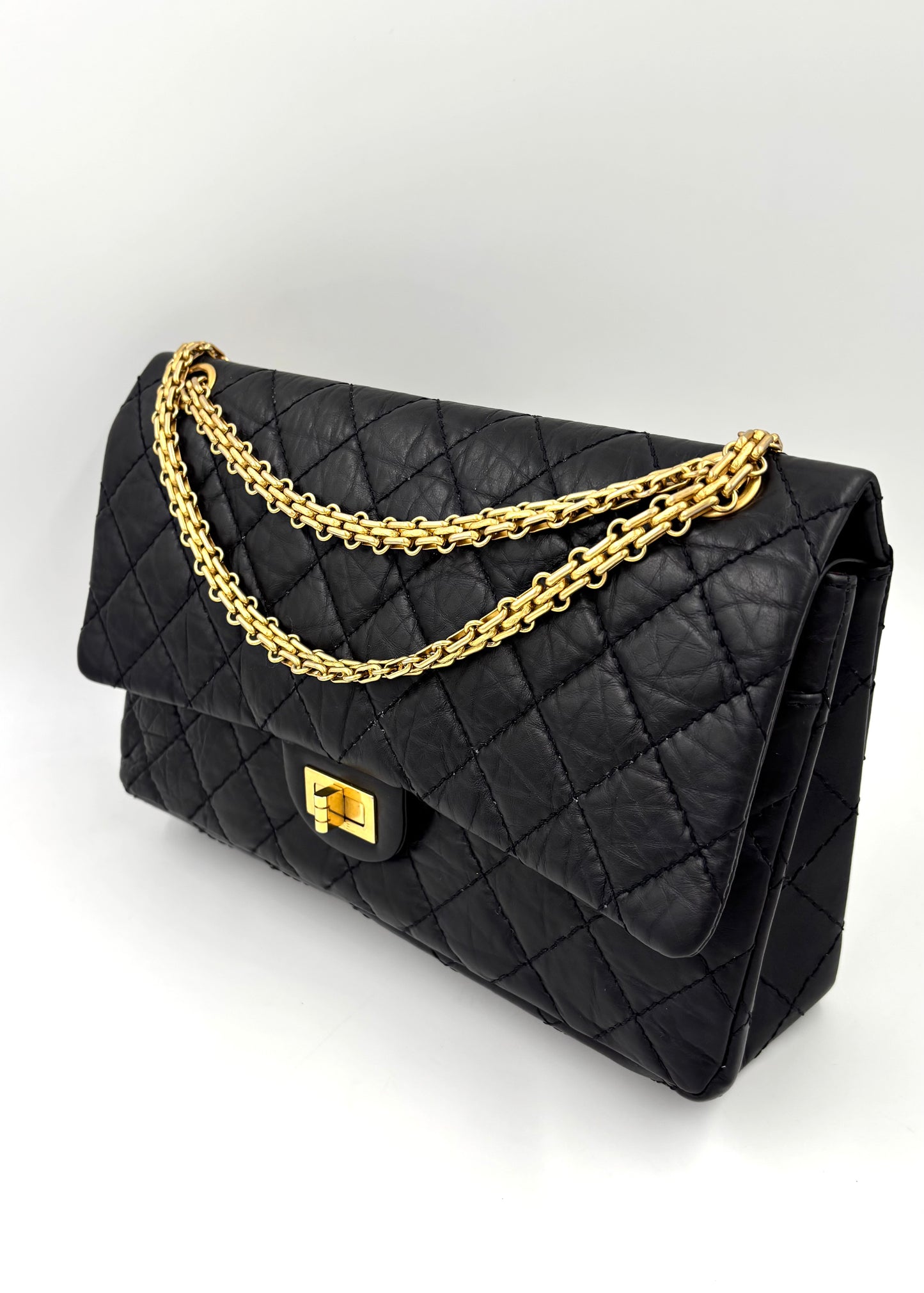 CHANEL 2.55 Double Flap small schwarz GHW