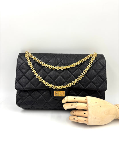 CHANEL 2.55 Double Flap small schwarz GHW