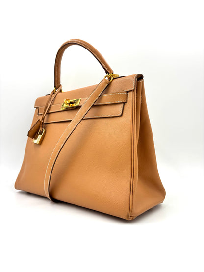 HERMÈS Kelly 32 Courchevel gold GHW