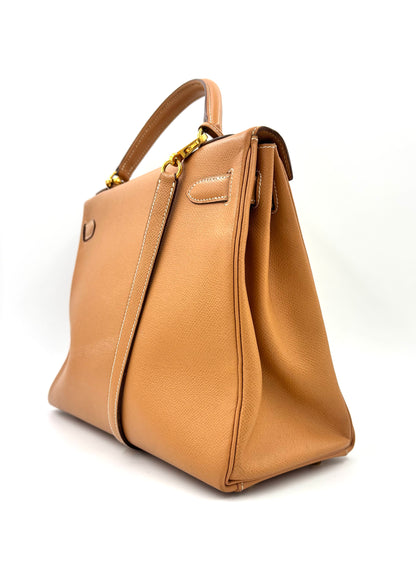 HERMÈS Kelly 32 Courchevel gold GHW