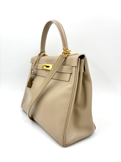HERMÈS Kelly 28 Swift Etoupe GHW