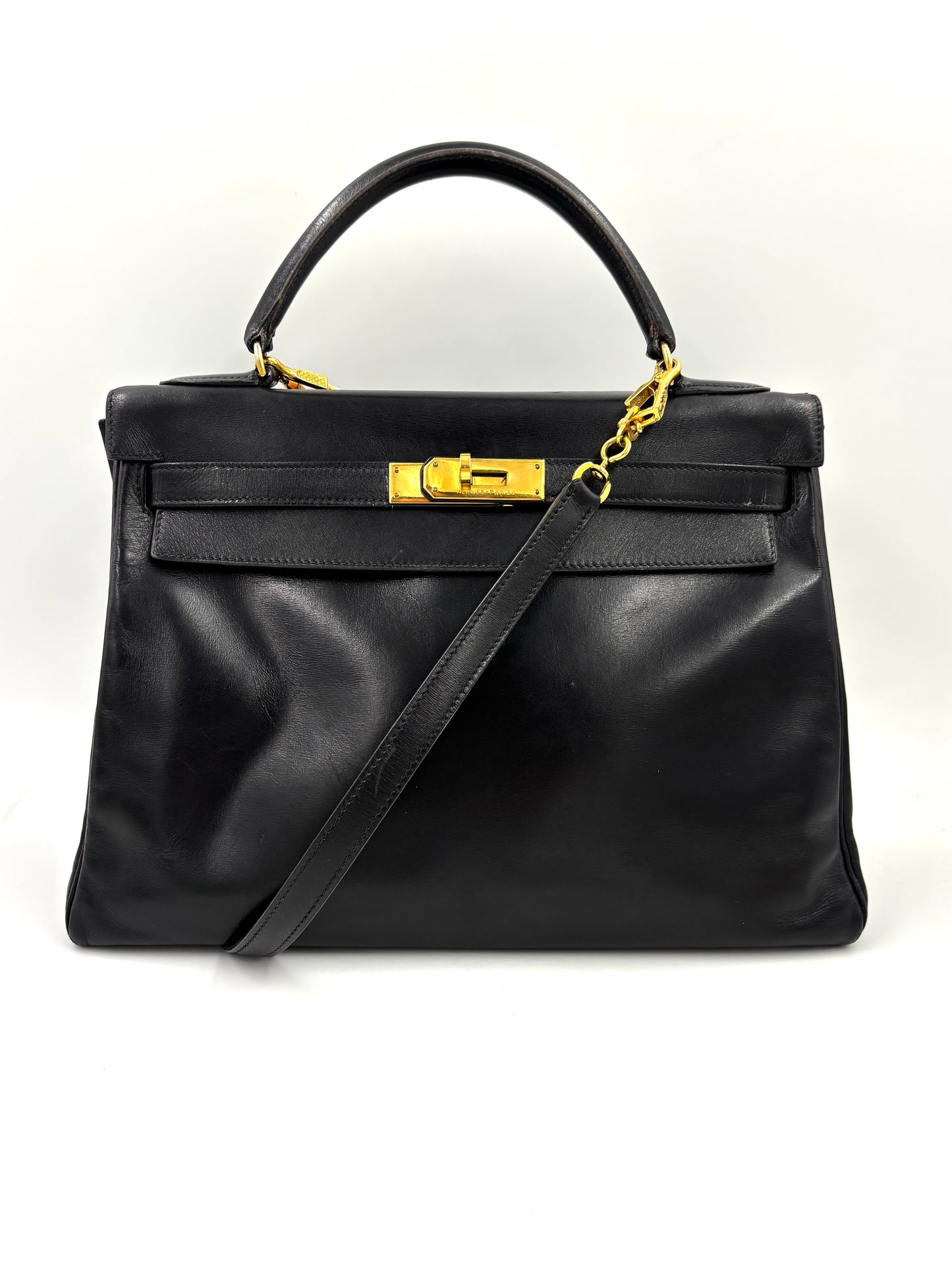 HERMÈS Vintage Kelly 32 schwarz GHW