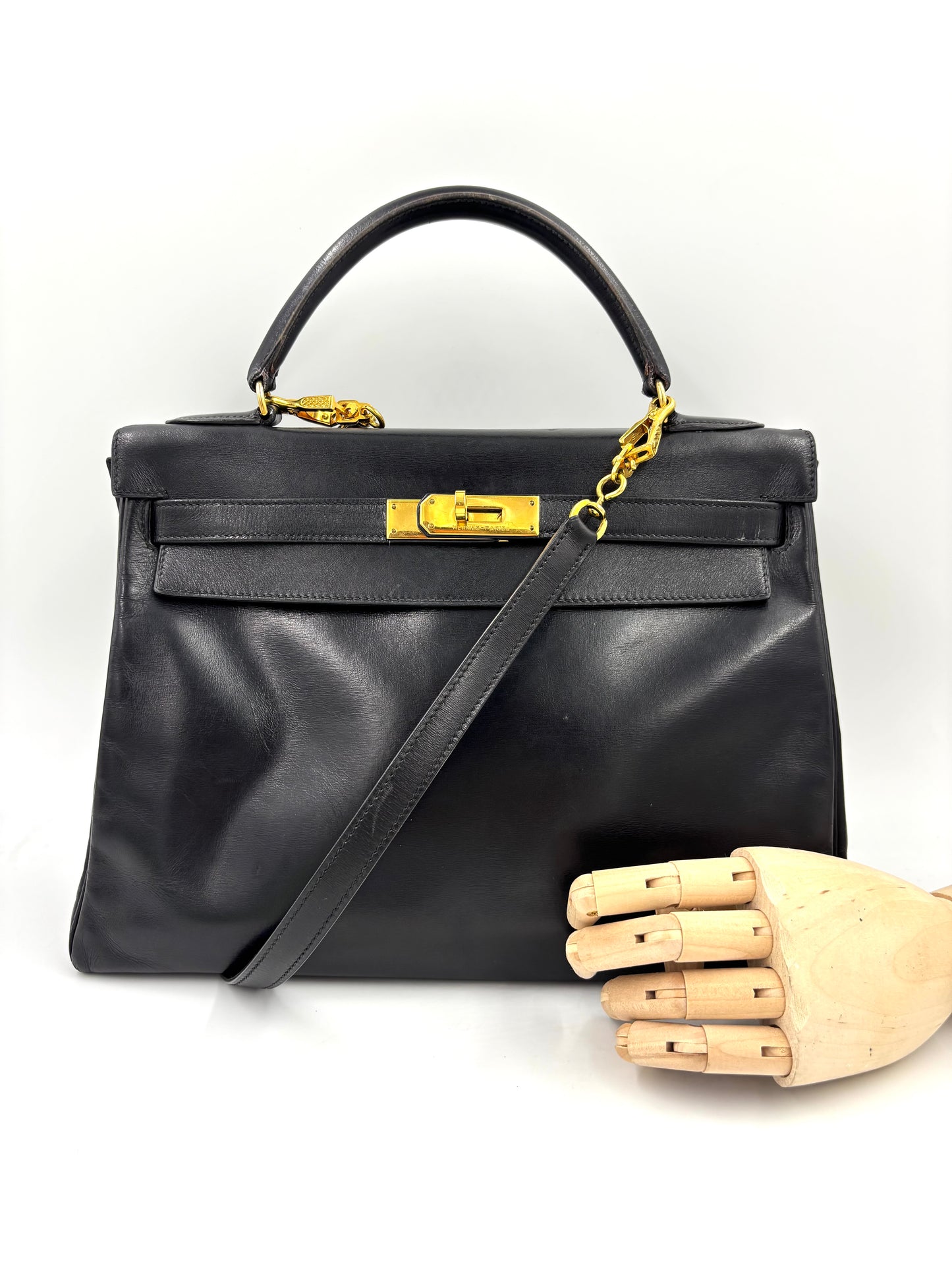 HERMÈS Vintage Kelly 32 schwarz GHW