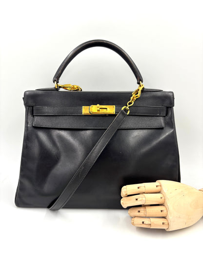HERMÈS Vintage Kelly 32 schwarz GHW