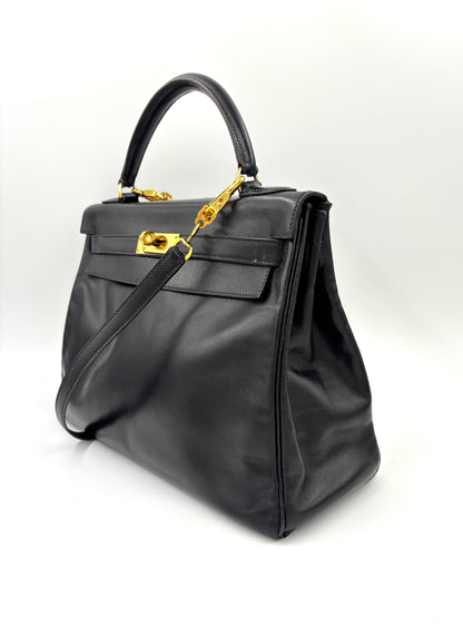 HERMÈS Vintage Kelly 32 schwarz GHW