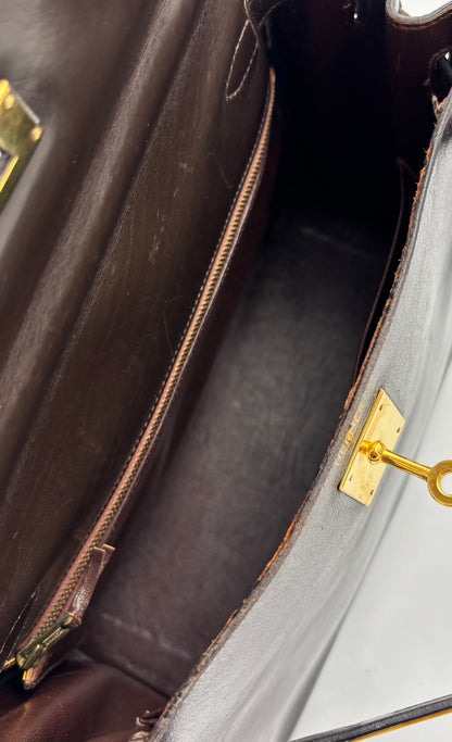 HERMÈS Vintage Kelly 28 dunkelbraun GHW