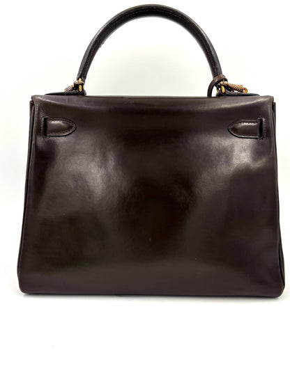 HERMÈS Vintage Kelly 28 dunkelbraun GHW