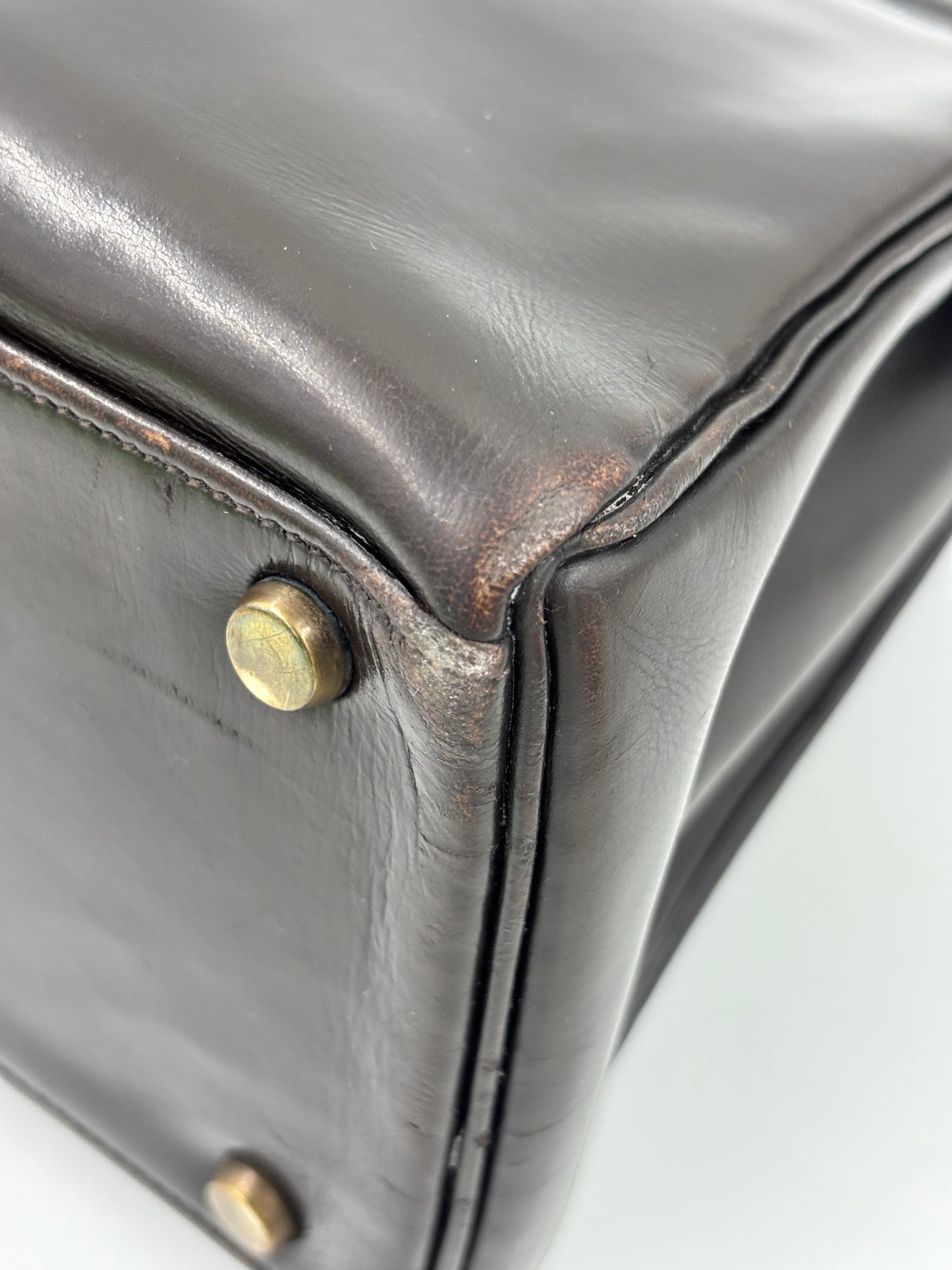 HERMÈS Vintage Kelly 28 dunkelbraun GHW