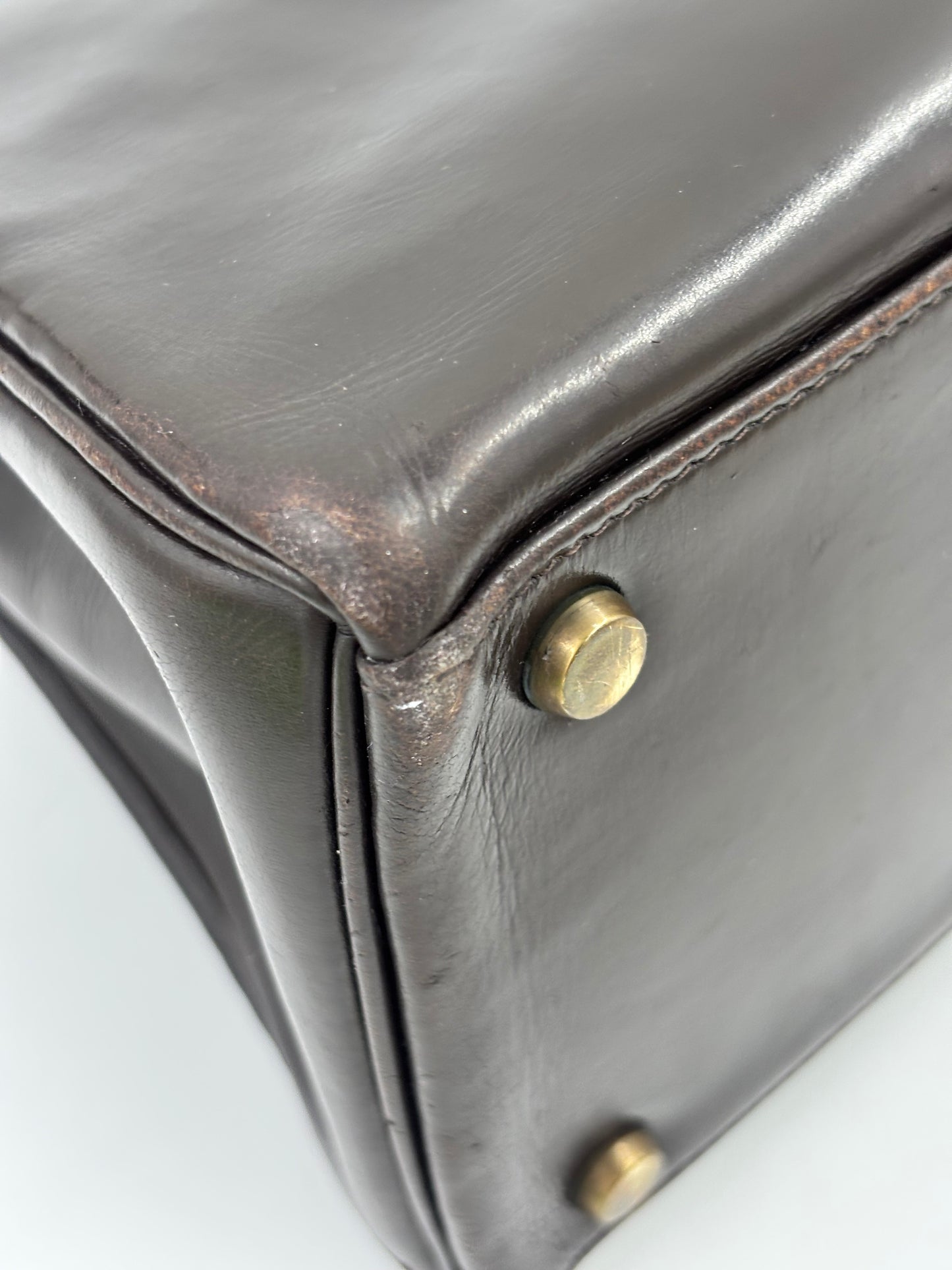 HERMÈS Vintage Kelly 28 dunkelbraun GHW