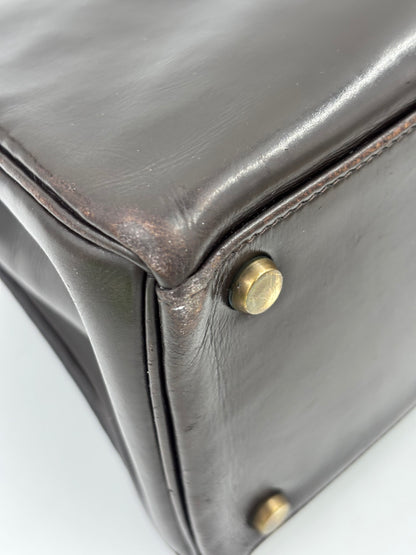 HERMÈS Vintage Kelly 28 dunkelbraun GHW