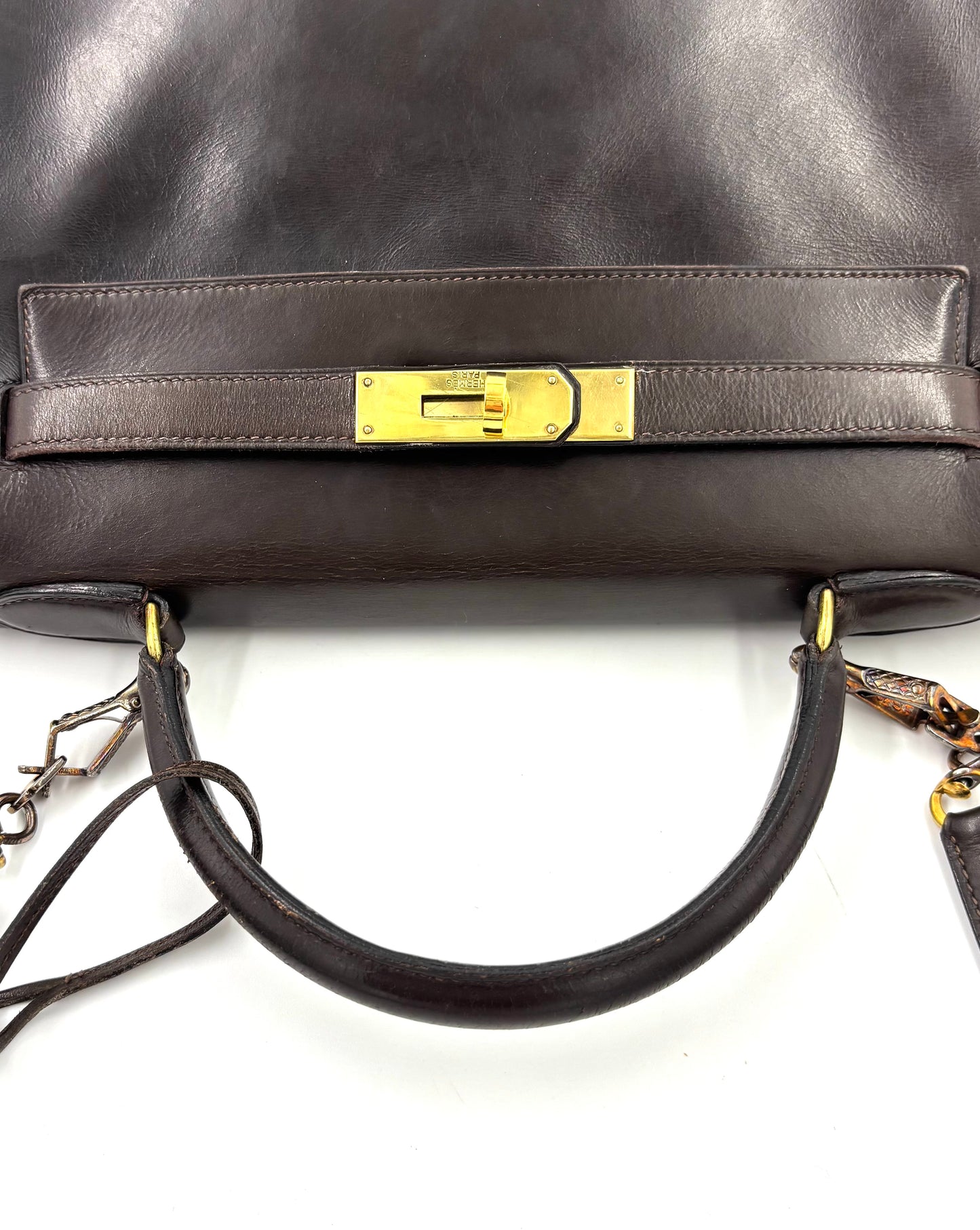 HERMÈS Vintage Kelly 28 dunkelbraun GHW