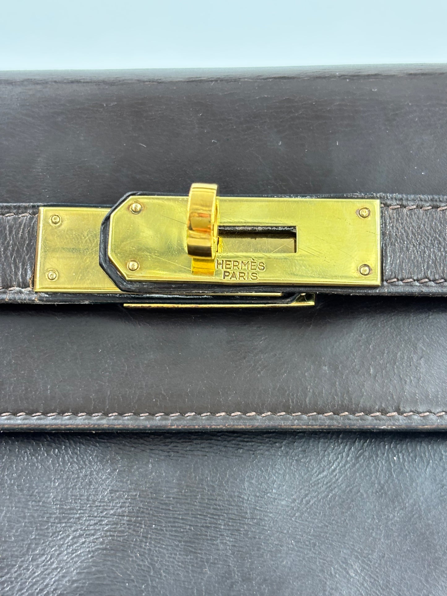 HERMÈS Vintage Kelly 28 dunkelbraun GHW