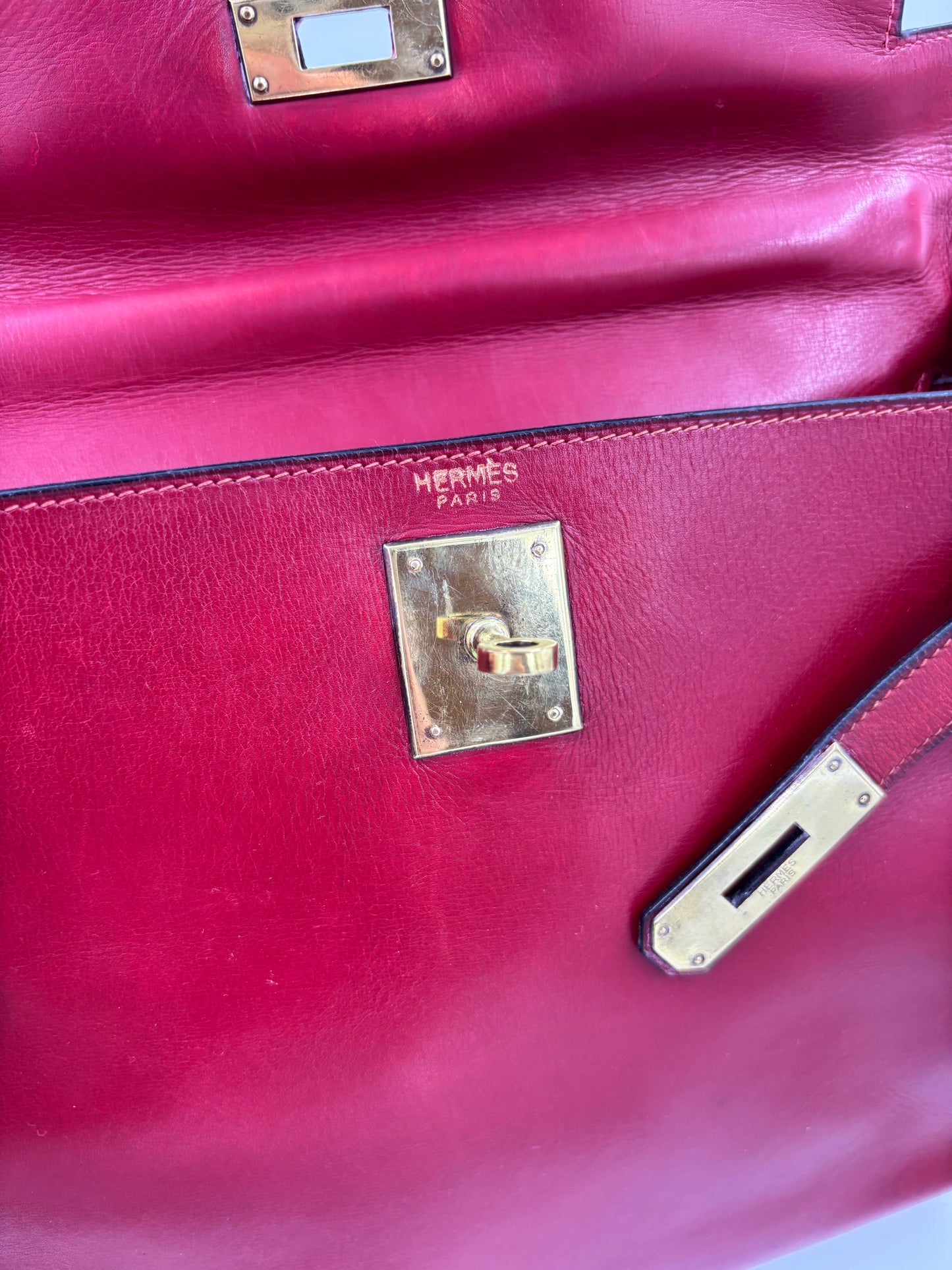 HERMÈS Vintage Kelly 28 rouge GHW