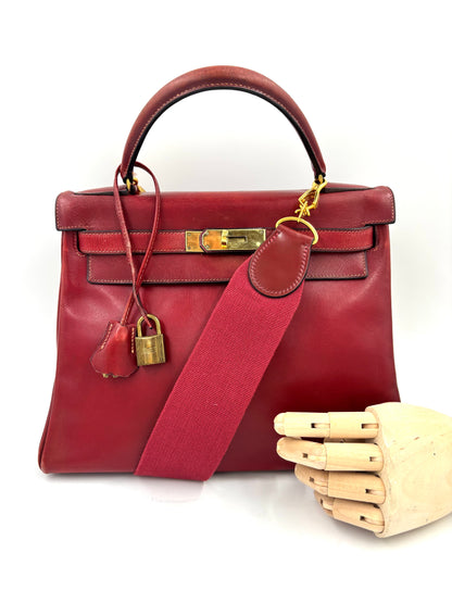 HERMÈS Vintage Kelly 28 rouge GHW