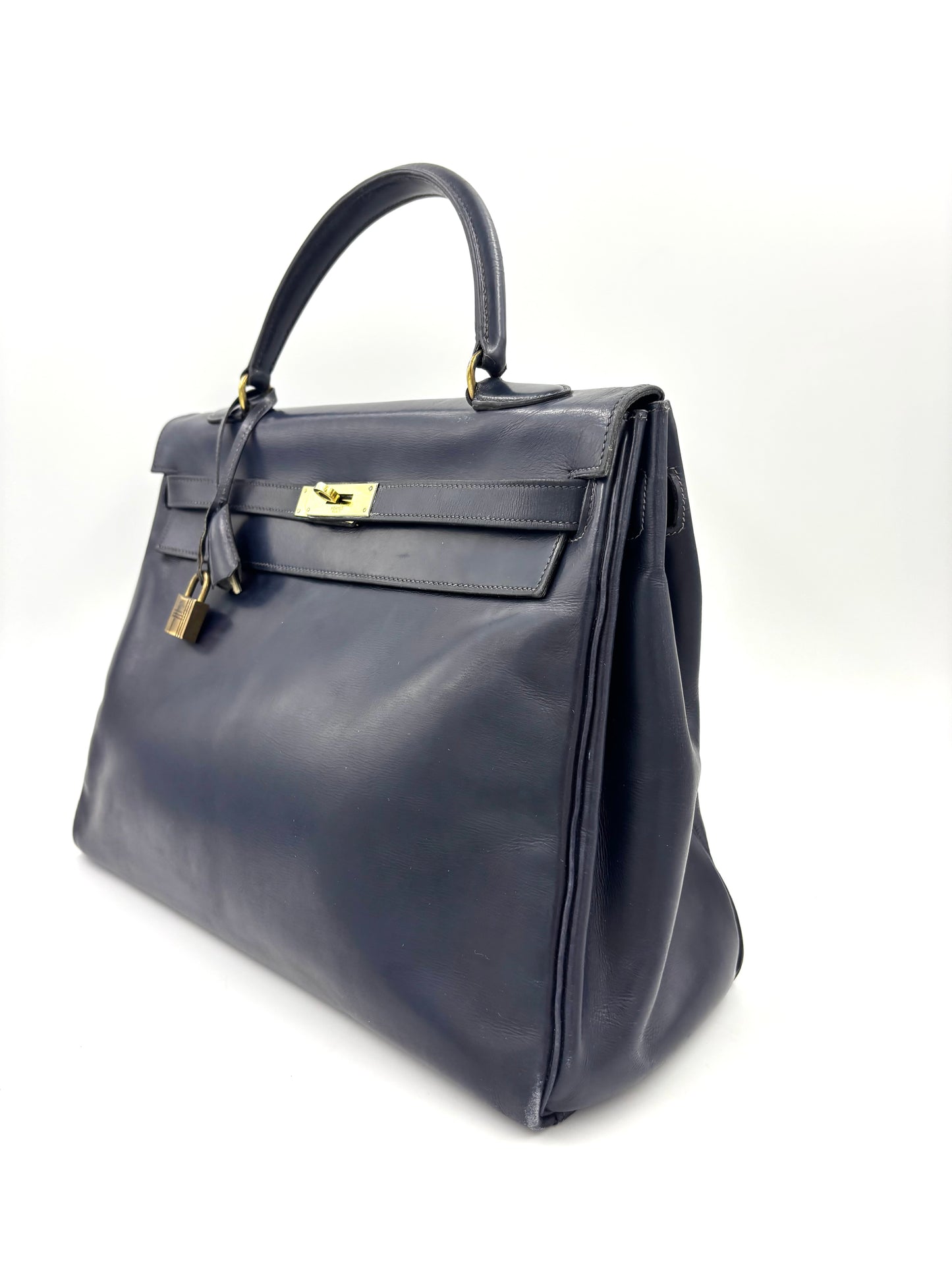 HERMÈS Vintage Kelly 35 navy GHW
