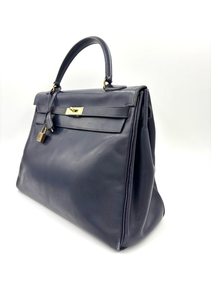 HERMÈS Vintage Kelly 35 navy GHW