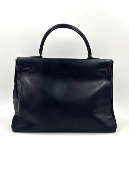 HERMÈS Vintage Kelly 35 navy GHW