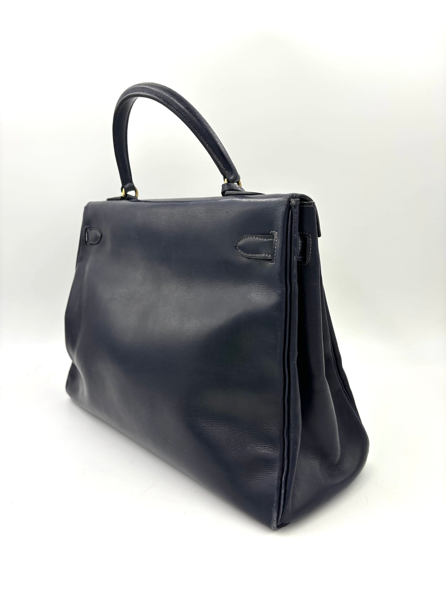 HERMÈS Vintage Kelly 35 navy GHW