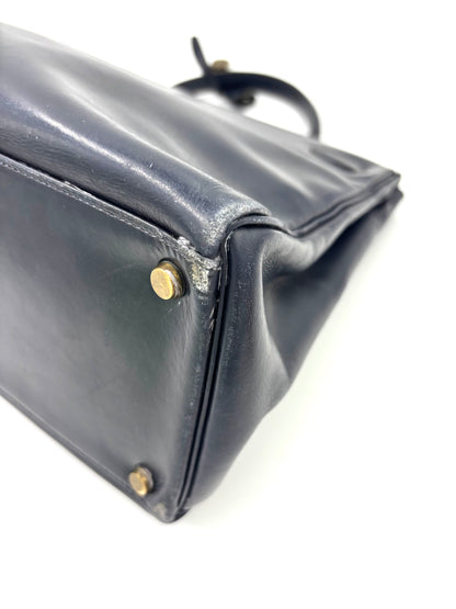 HERMÈS Vintage Kelly 35 navy GHW