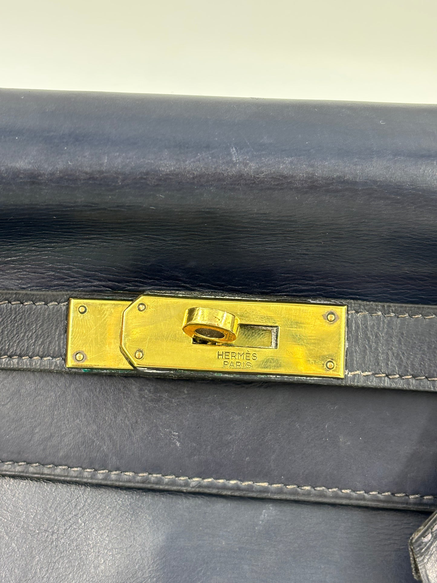 HERMÈS Vintage Kelly 35 navy GHW
