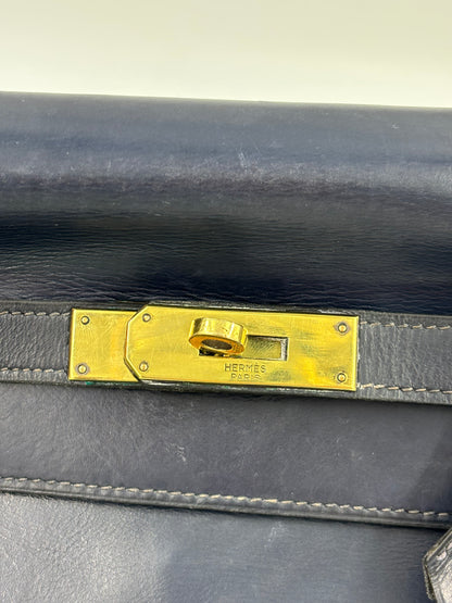 HERMÈS Vintage Kelly 35 navy GHW