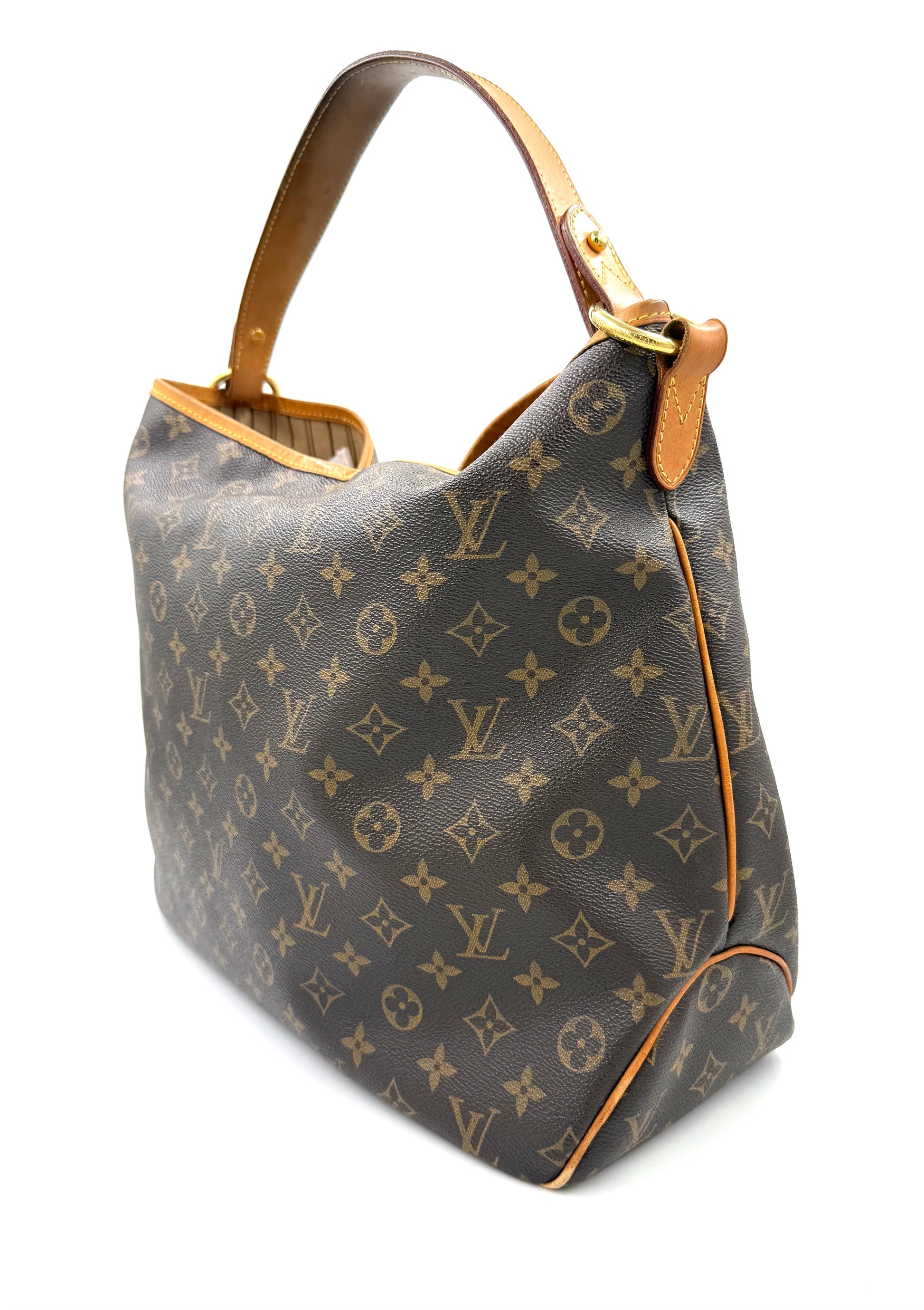 Louis Vuitton Delightful MM Monogram Canvas Handtasche aus robustem Canvas mit Lederriemen und geräumigem Innenfach.