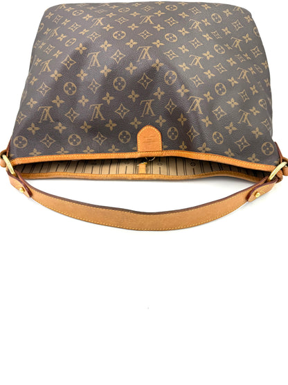 LOUIS VUITTON Delightful MM Monogram Canvas Tasche mit breitem Lederriemen und klassischem Monogramm-Muster in sehr gutem Zustand.