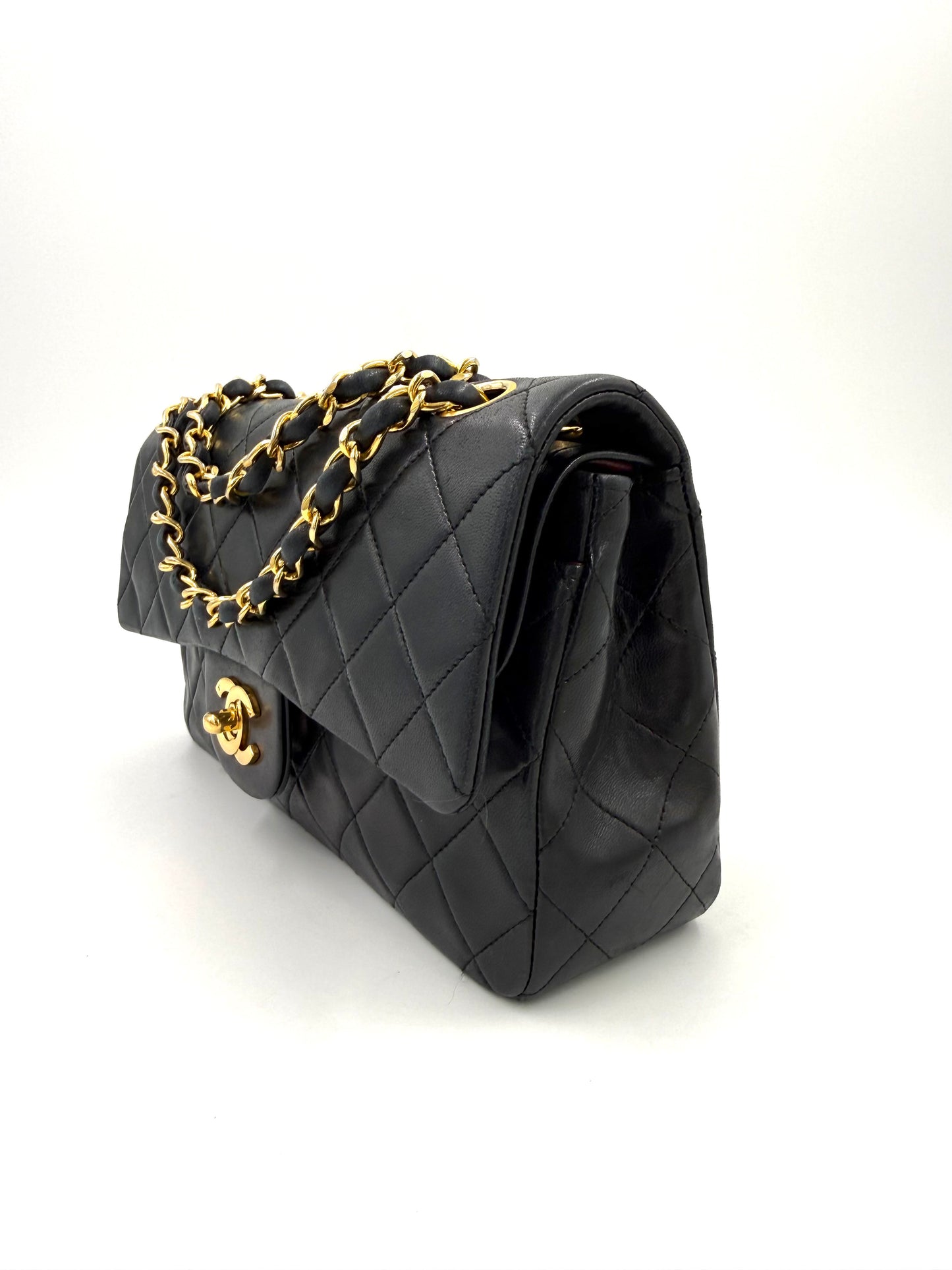 CHANEL Timeless Double Flap small Lammleder schwarz GHW