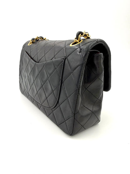 CHANEL Timeless Double Flap small Lammleder schwarz GHW