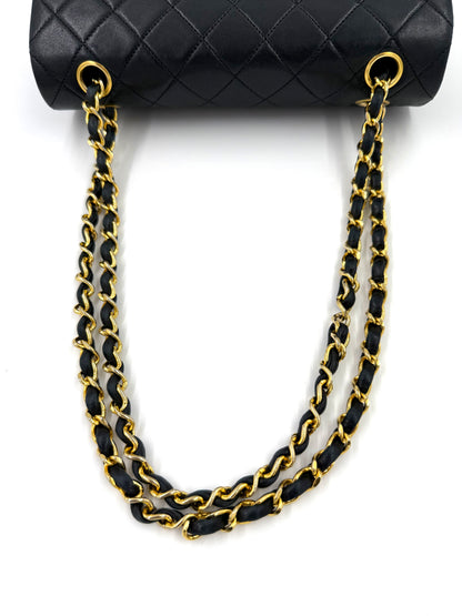 CHANEL Timeless Double Flap small Lammleder schwarz GHW