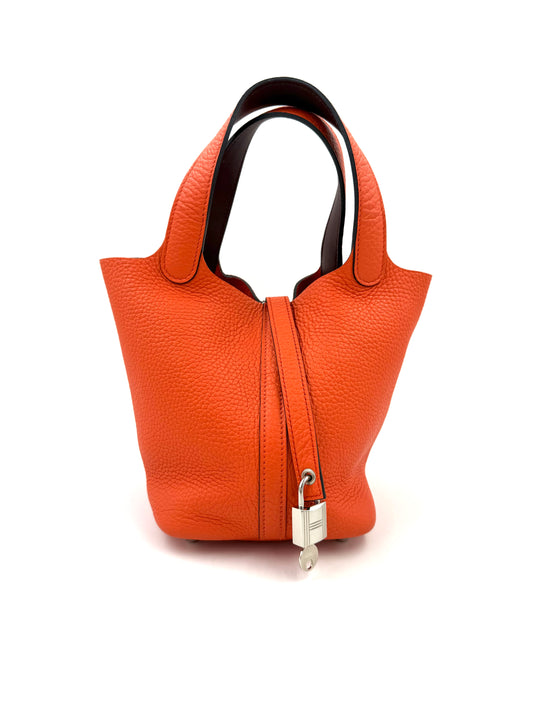 HERMÈS Picotin 18 Lock Orange Feu PHW