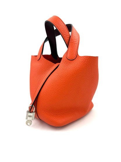 HERMÈS Picotin 18 Lock Orange Feu PHW