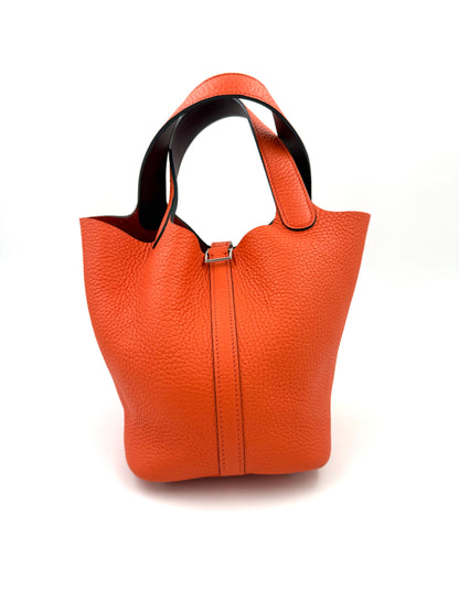 HERMÈS Picotin 18 Lock Orange Feu PHW