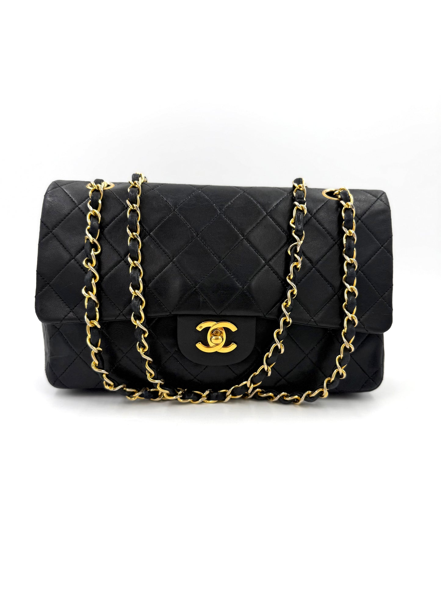 CHANEL Timeless Double Flap medium Lammleder schwarz GHW