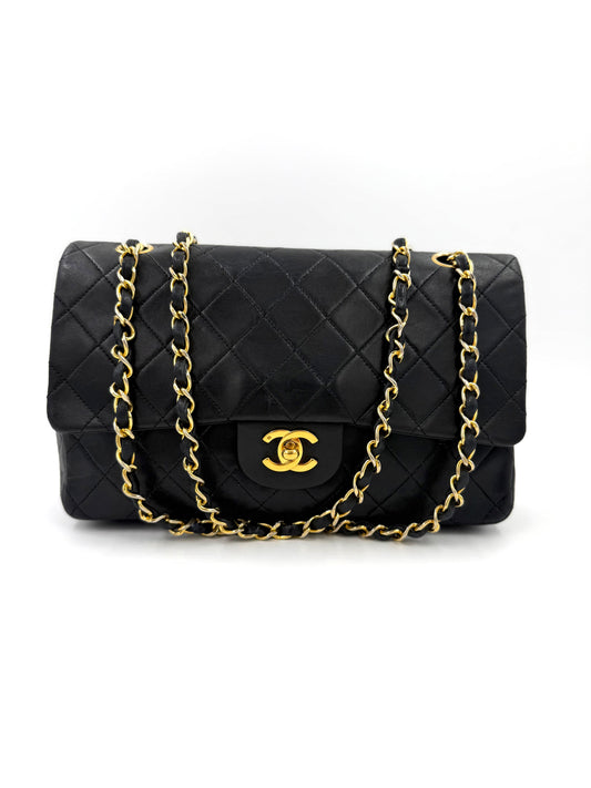 CHANEL Timeless Double Flap medium Lammleder schwarz GHW